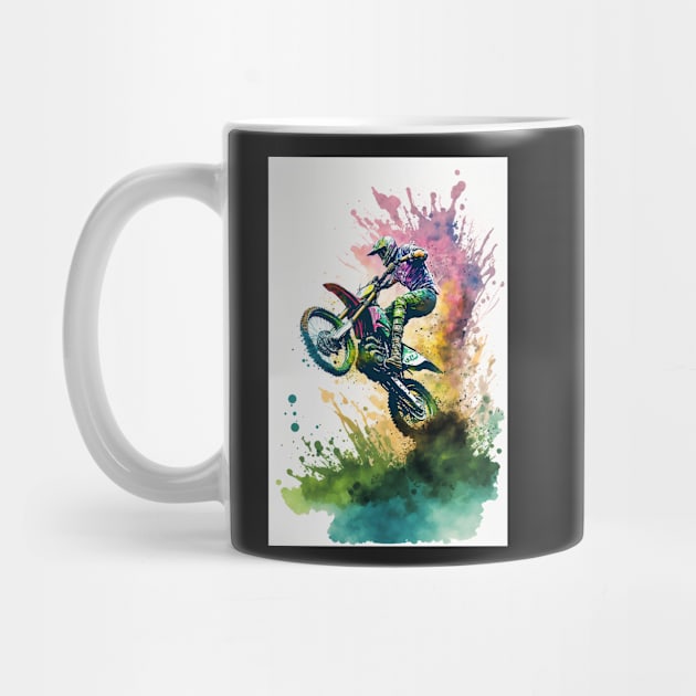 Motocross Watercolor Painting by TortillaChief